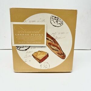 Williams Sonoma Artisanal Cheese Plates Set of 4 Cheese + Bread Illustrations